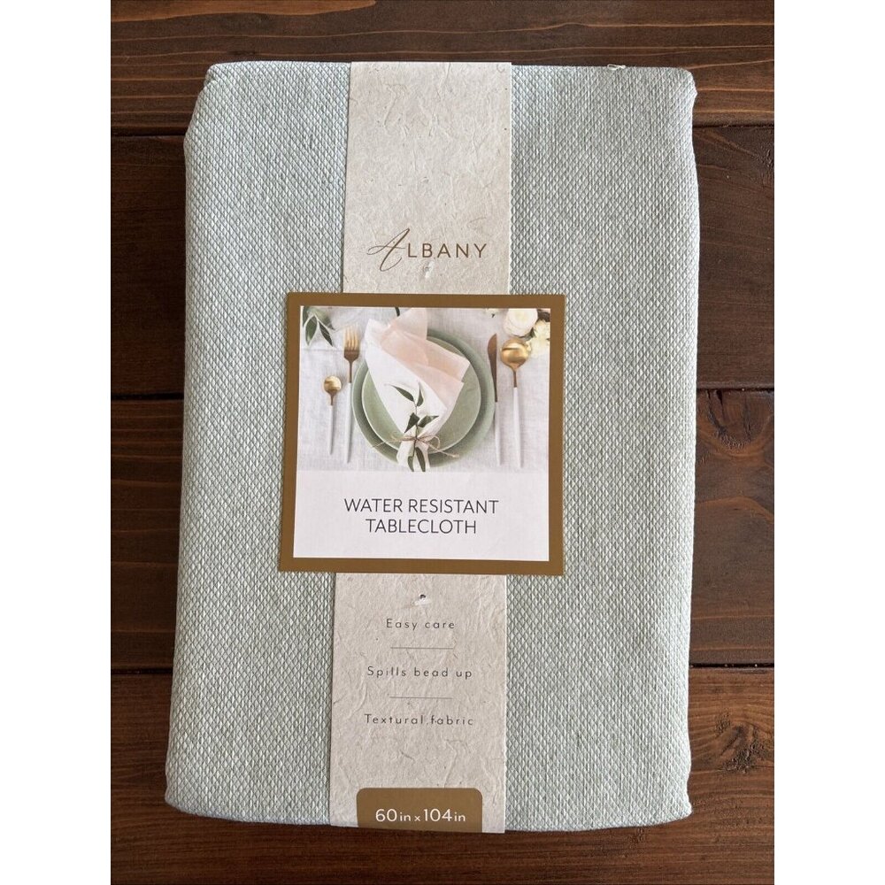 Albany Textural Water Resistant Spring Easter Tablecloth 60"x104"  Light Green